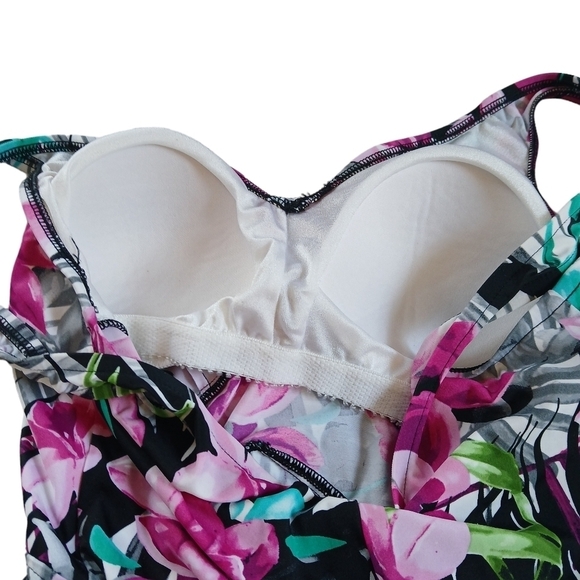 Vintage 90's Maxine Size 14 Plus Full Coverage Skirted Suit Bra Cups Flo… - Picture 11 of 16